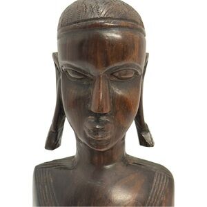Vintage Hand carved African Wooden Sculpture Tribal Women